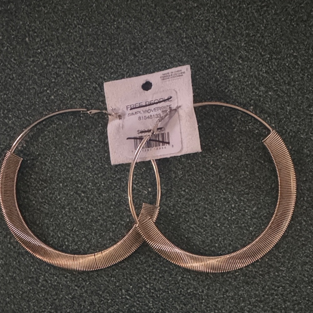 Free People Textured Gold Hoop Earrings - Picture 2 of 3